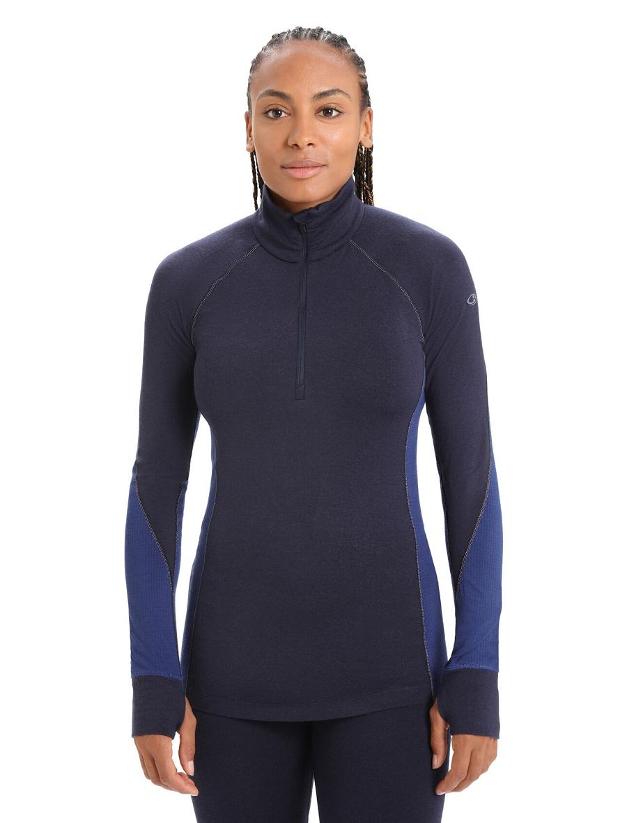 Midnight Navy / Royal Navy Icebreaker BodyfitZone™ Merino 260 Zone Long Sleeve Half Zip Thermal Top Women\'s Base Layers | AU 1897CTVE